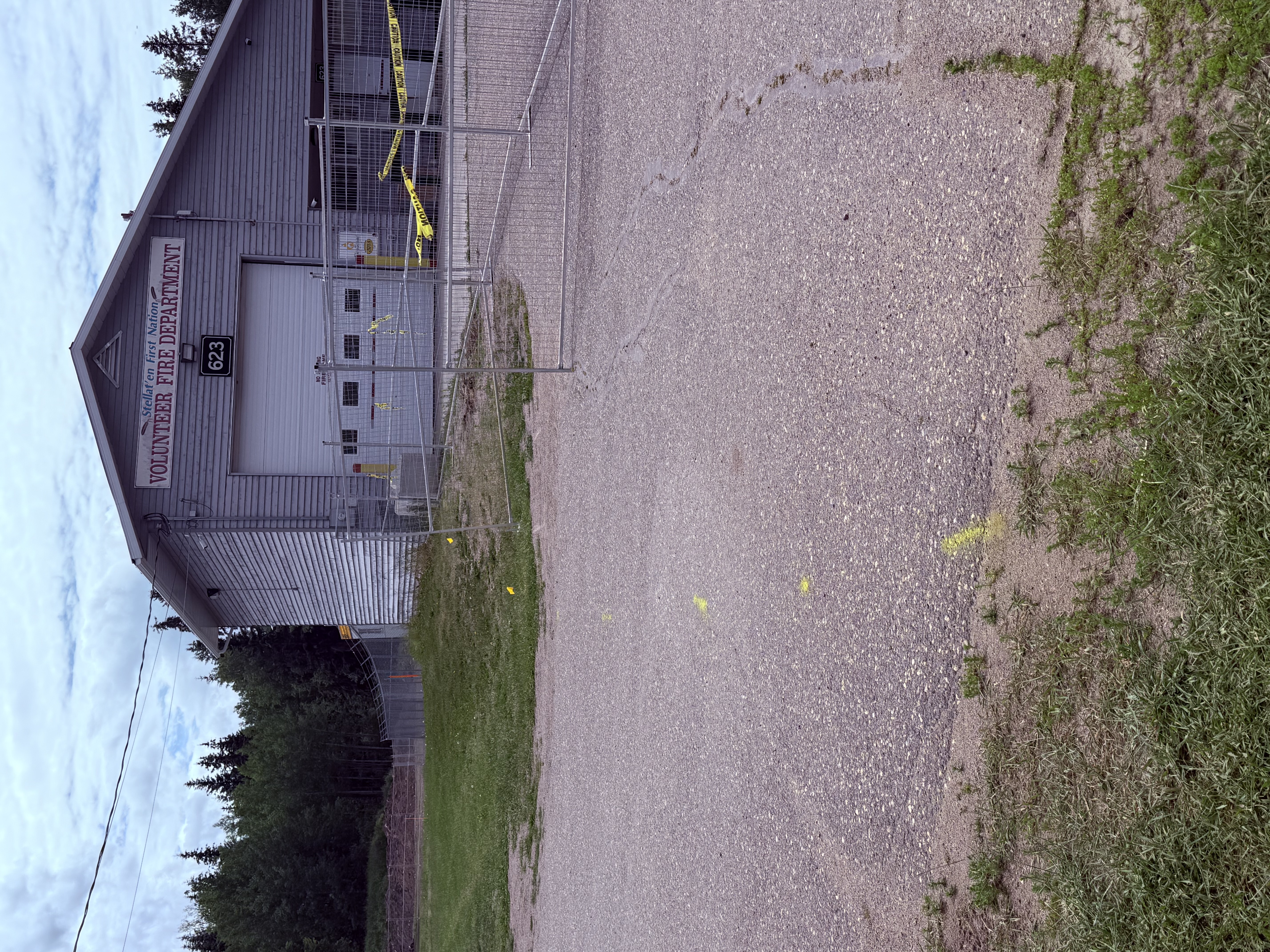 Finished locate markings toward building entrance